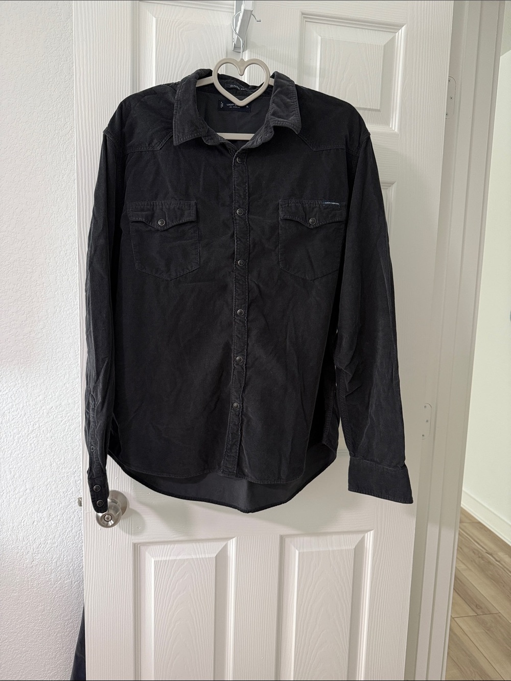 Lucky Brand Black Corduroy Button-Up Shirt Jacket